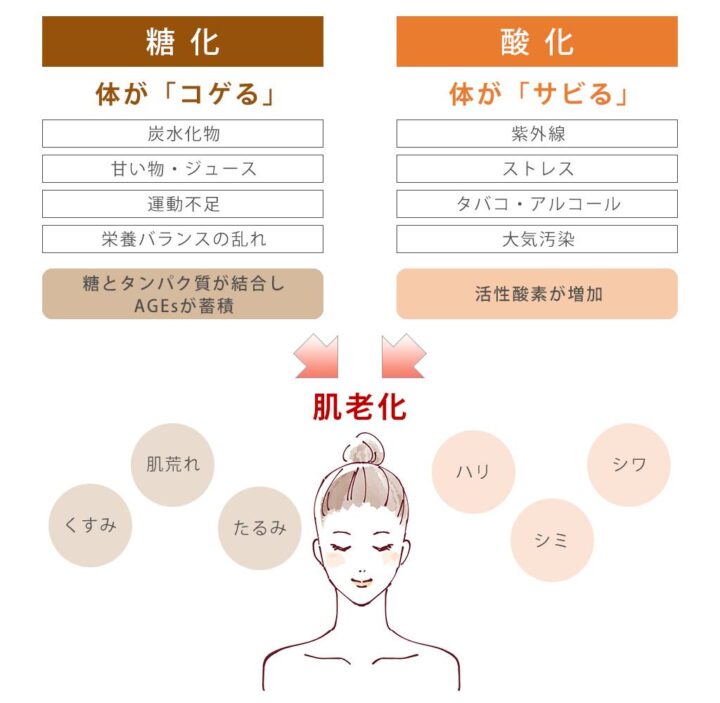 糖化や酸化が肌トラブルを起こす？スキンケアで治すことは可能？の画像